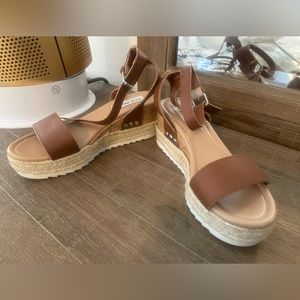 Steve Madden Brown Leather Espadrille Sandals
